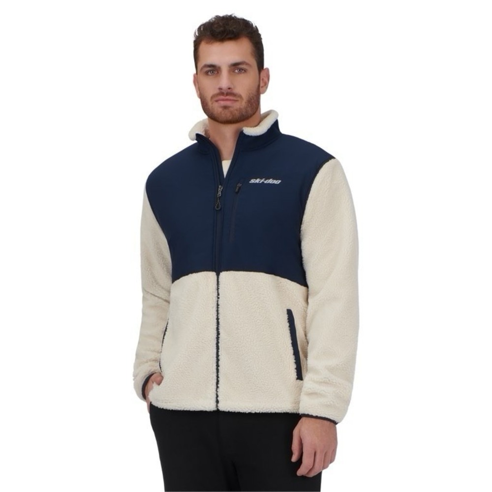 Ski-Doo Men's L Teddy Fleece Jacket Ivory Navy
